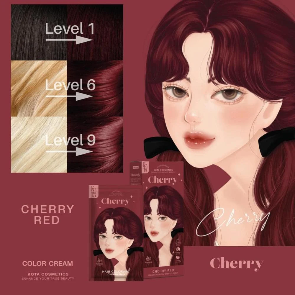 صبغة شعر كرز أحمر 100مل - Kota Cosmetics Cherry Red