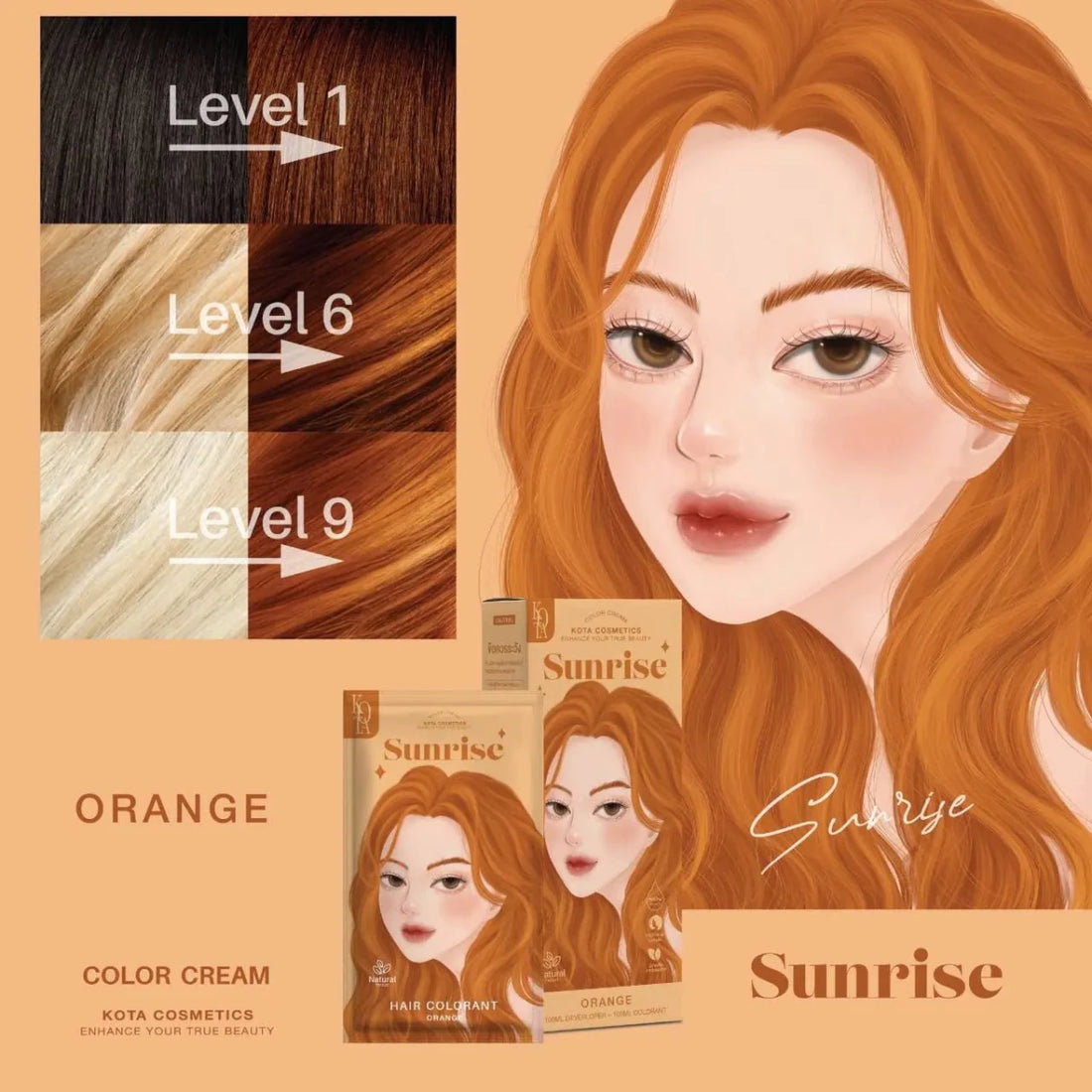 صبغة شعر لون نحاسي كوتا | Kota Sunrise Orange Hair Color