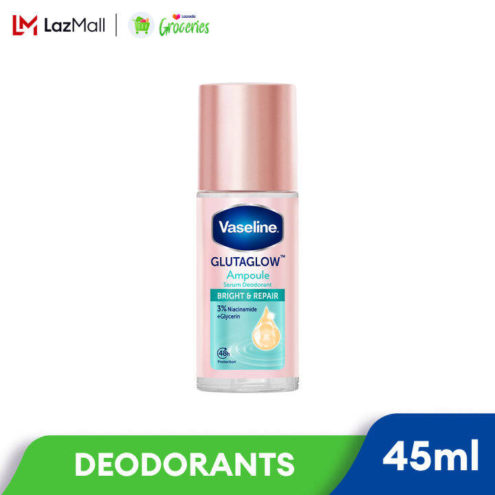 مزيل عرق رول أون أمبول جلوتا جلو برايت آند ريبير من فازلين - 45 مل