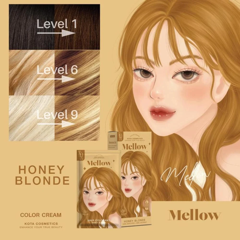 صبغة شعر عسلي أشقر 100مل - Kota Cosmetics Mellow Blonde Honey