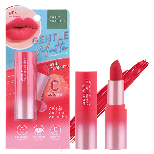 GENTLE MATTE COLLAGEN LIPSTICK 3.7G BABY BRIGHT (M) #04 RED SEAWEED