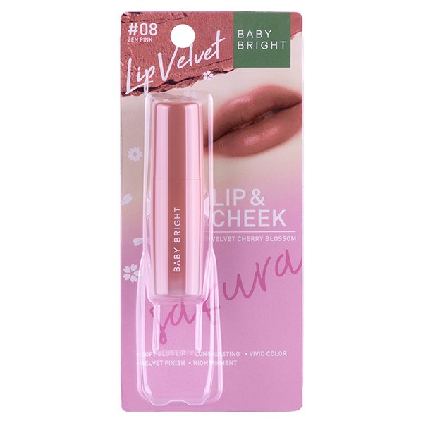 Lip & Cheek Velvet Cherry Blossom 2.4g Baby Bright (M) #08 Zen Pink