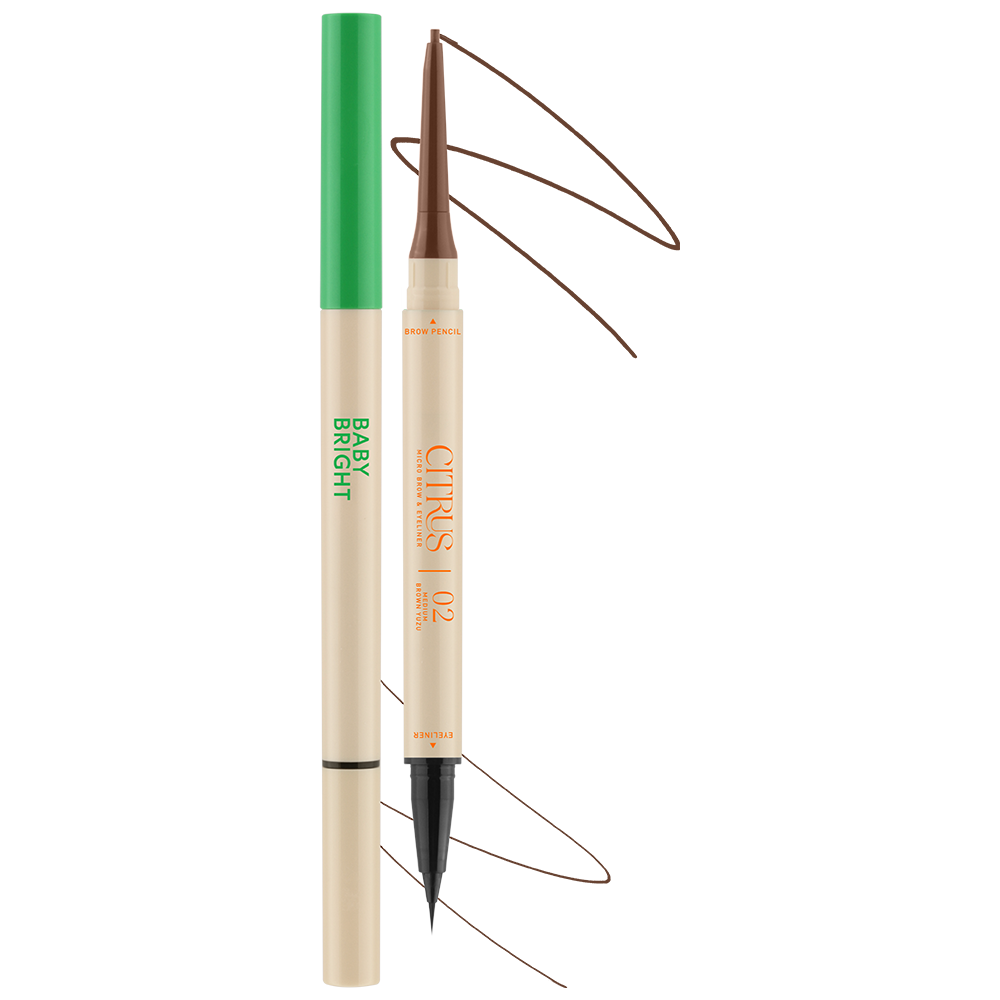 قلم تحديد الحواجب والعيون سيتروس مايكرو 0.06 غ + 0.3 مل بيبي برايت (متوسط) 02 بني متوسط يوزو