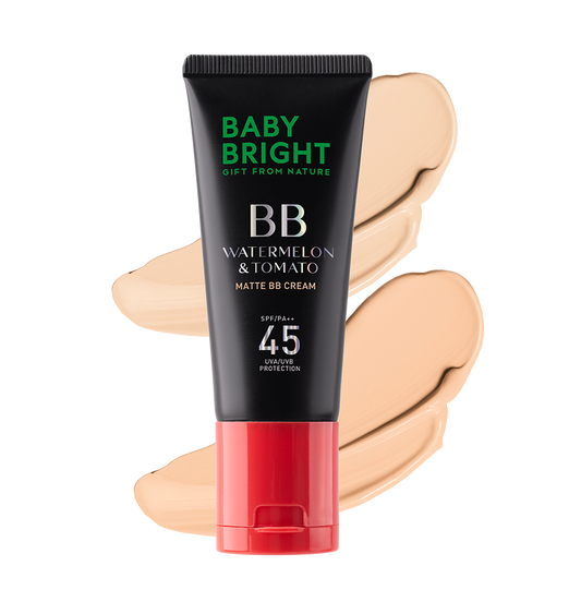 كريم أساس مطفي برائحة البطيخ والطماطم، عامل حماية من الشمس SPF45 PA++، 30 غرام (مع كونسيلر مجاني)، لون بيبي برايت (متوسط)، رقم 23 بيج حقيقي (Y2024)