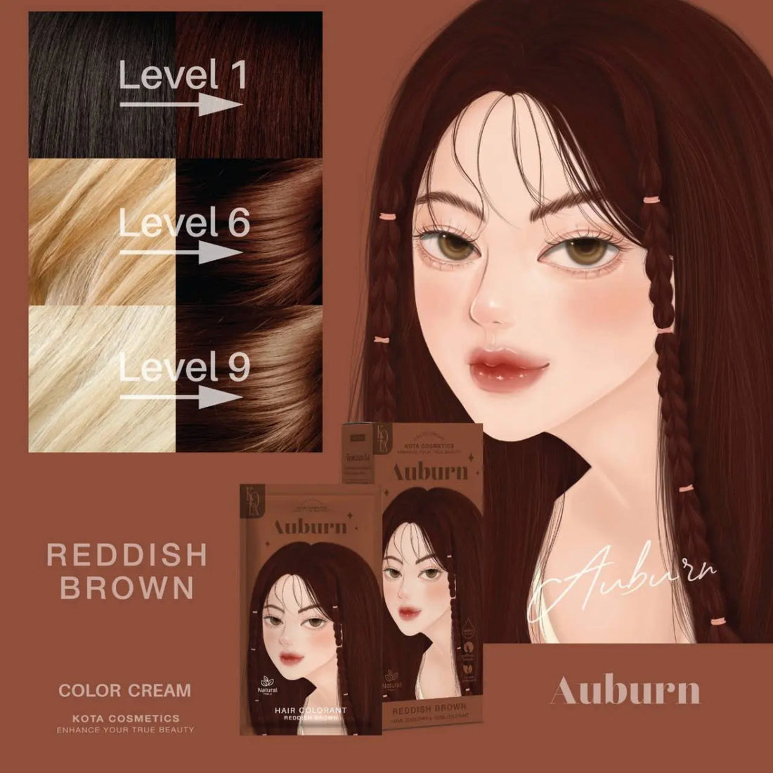 صبغة شعر لون بني محمر كوتا | Kota AUBURN – REDDISH BROWN