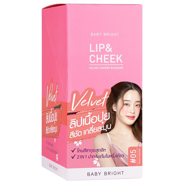 LIP & CHEEK VELVET CHERRY BLOSSOM 2.4G BABY BRIGHT (M) #05 PEACH SAKURA