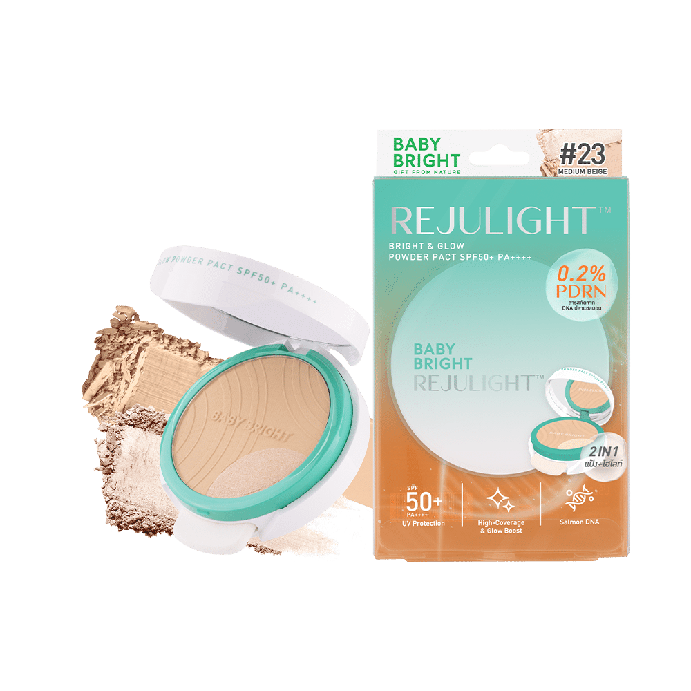 بودرة ريجولايت برايت آند جلو المضغوطة بعامل حماية من الشمس SPF50+ PA++++، 9.5 غ + 1.5 غ، بيبي برايت (متوسط) رقم 23 بيج متوسط